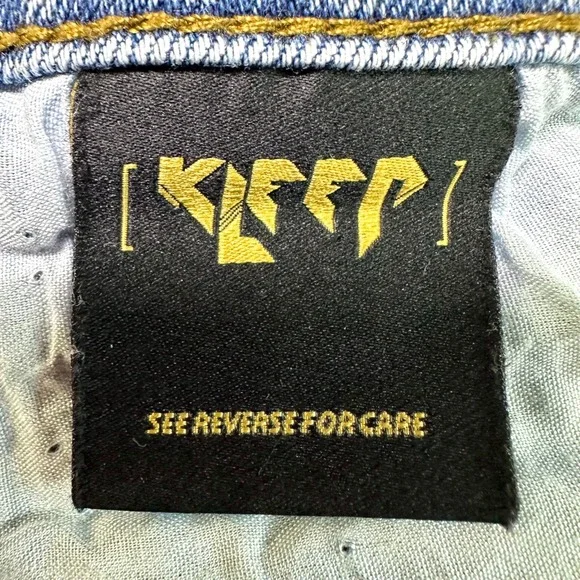 KLEEP Light Wash Denim Streetwear Stacked Skinny Jeans Distressed Patched Men 42 - Picture 11 of 11